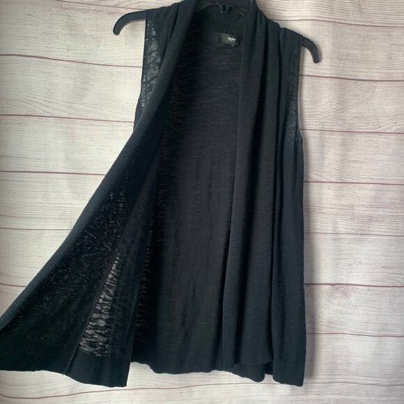 Mossimo Long Black Cardigan Sleeveless Vest Duster Slightly Sheer Size XS - Picture 4 of 12